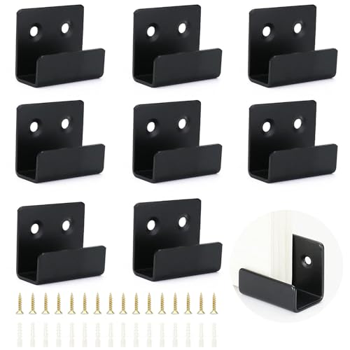 Begpoee 8 Stück U Winkel Halterung Aufhängen, Schwarz Edelstahl Keramikfliesen Wandhaken, U Winkel Halterung mit Festen Schrauben, Für Wohnzimmer, Bad, Küche, Garderobe und Garage(20mm Innenbreite)