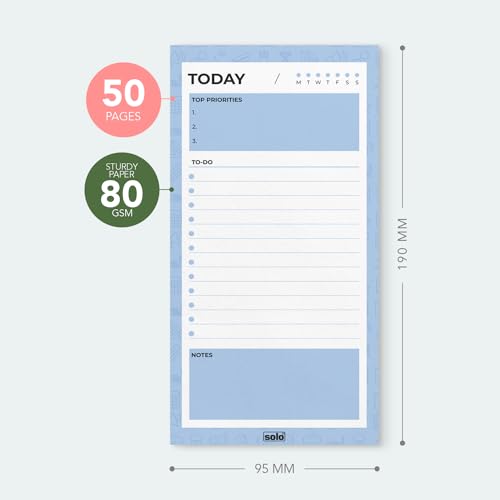 Image of SOLO B6 Tear-Off 80 GSM Daily Planner with 50 Undated Sheets, Planner to Track Productivity, To-Do List & Schedule Your Day, Goals & Budget Tracker, Ideal for Office, Home & School (Pack of 2)