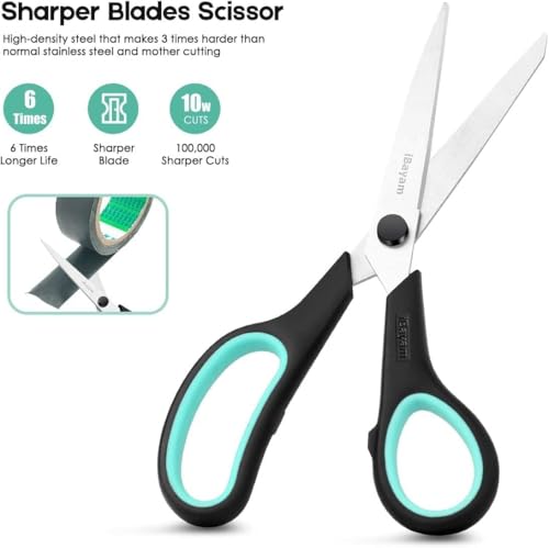 Image of iBayam 8.5 inch All Purpose Sharp Black Scissors, Comfort-Grip Handles, 24-Pack | 2.5MM Thick Blade, School Student Teacher Classroom Must Have, Office Desk Home Sewing Fabric Supplies, Right & Left Handed