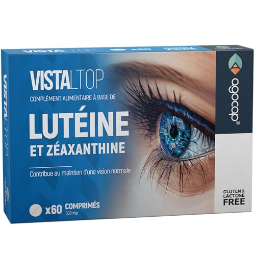 Complément Alimentaire Yeux Vision – Luteine et Zéaxanthine Haut Dosage avec Ginkgo Biloba, Vigne Rouge, Vitamines A C E, Zinc et Sélénium – Antioxydant Yeux Fatigués – VISTALTOP Agocap 60 Comprimés