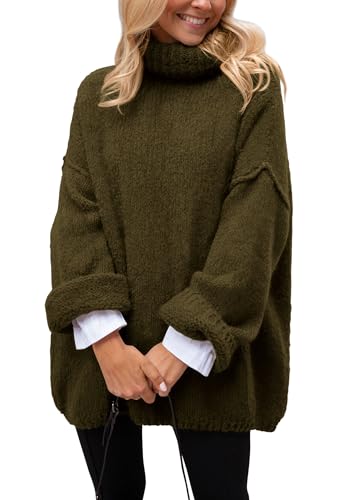 PRETTYGARDEN Women's Knit Oversized Sweater Fall Fashion Casual Long Sleeve Turtleneck Chunky Pullover Tops Winter Clothing