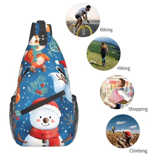 Mochila tipo bandolera Christmas Fox Snowman para mujer y hombre miniatura 6