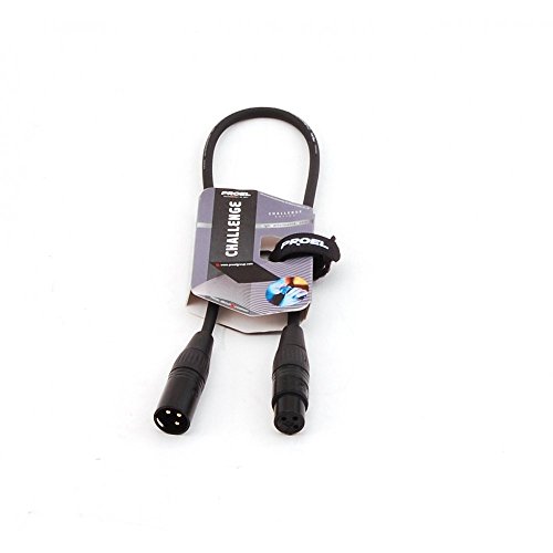 Proel CHL250LU05 Cavo professionale audio bilanciato connessioni Cannon XLR 3P Maschio a Cannon XLR 3P Femmina - 0.5 mt., Nero
