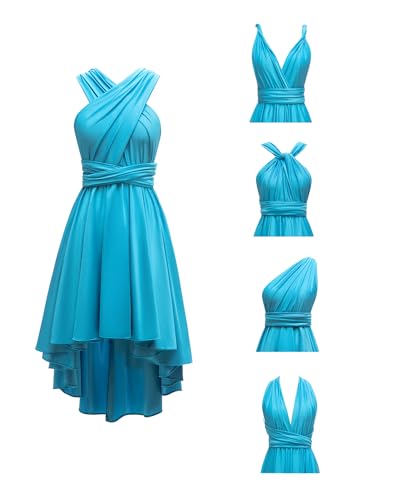 Image of Women's Short Convertible Dress with Bandeau High Low Infinity Bridesmaid Dresses Multi-Way Transformer Formal Dress