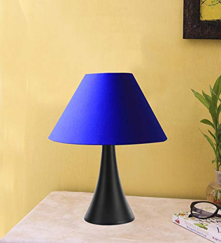Image of VRCT Blue Cotton Shade Beautiful Table Lamp with Metal Base, Holder Type B-22 (Bulb Not Included)