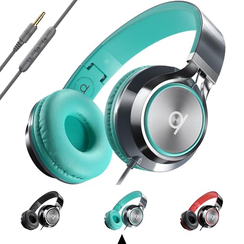 Image of Artix CL750 Wired Headphones with Mic & Volume Control - 90% Noise Cancelling Headphones Wired, Over Ear Head phone Cable - Foldable Plug In Headphones for Laptop, PC, iPad & Computer (Aux Jack 3.5mm)