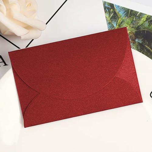XINGSUI Mini Briefumschläge - 50 Stück, 8.9 * 5.7cm, Briefumschläge Hochzeit, Pocketfold Umschläge, Burgunderrot, Für Einladungs-Karten, Geschenkkarten, Grußkarte(Kleber Und Karte Nicht Enthalten)