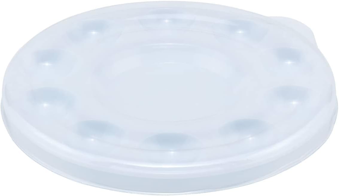 Creative Mark 10-Well Round Plastic Paint Palette with Lid - Pack of 12, Durable, Reusable, Solvent-Resistant, with Oversized Paint Wells Mixing and Color Theory - 7.4ml (0.25oz) Per Well