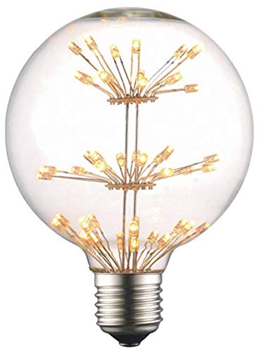 Bulbright Starry G95 3W LED Ampoule de Filament Forme classique sphérique,220V E27 Culot, Blanc Chaud 2200K, Angle de Faisceau 360°, Equivalent à 30 Watt,Surface imprimée aspect starry (G95)