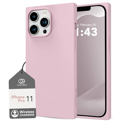 Coque silicone TPU souple iPhone 11 Pro antichoc à bords carrés rose