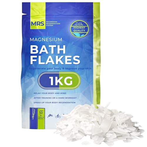 Magnesium Flakes zum Baden Magnesium Badesalz Reine Magnesiumchlorid-Flocken für Fußbad Vollbad & Entspannung Ohne Zusätze Hergestellt in der EU MRS 1 kg