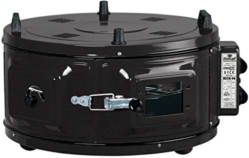 Mini horno redondo para horno, horno de pizza con termostato, esmaltado, 1100 W, 50-300 °C, color negro