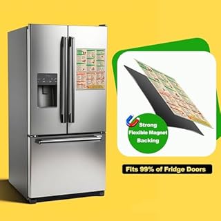 Kidney Friendly Food List Chart 8.5x11 Inch Magnetic 175 Basic Items - Renal Diet Food Chart with Serving Size, Low Potassium & Phosphorus Food Poster for CKD Meal Planning, Waterproof Fridge Magnet