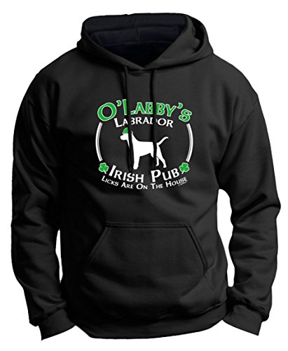 St Patricks Day Accessories St Patricks Day Dog Labrador Lab Irish Pub Sign Premium Hoodie Sweatshirt Large Black