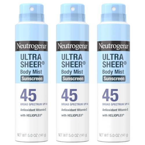 Neutrogena Ultra Sheer Sunscreen Spray SPF 45 Body Mist, 3 x 5 oz - image 1