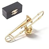 Broche de solapa de moda de instrumento Musical en miniatura, broche de solapa con estuche forrado de terciopelo para regalo Musical(Trombone)