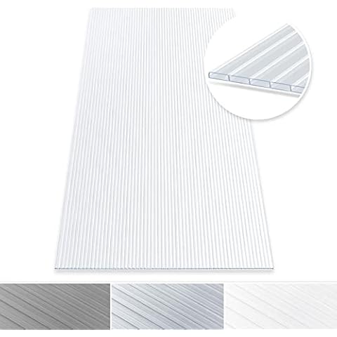 Hollow Polycarbonate Sheet - Clear - 4.5 mm (60.5 x 121 cm) Multiwall Sheet for Garden, Double Wall Greenhouse Window Roofing - Transparent Cover