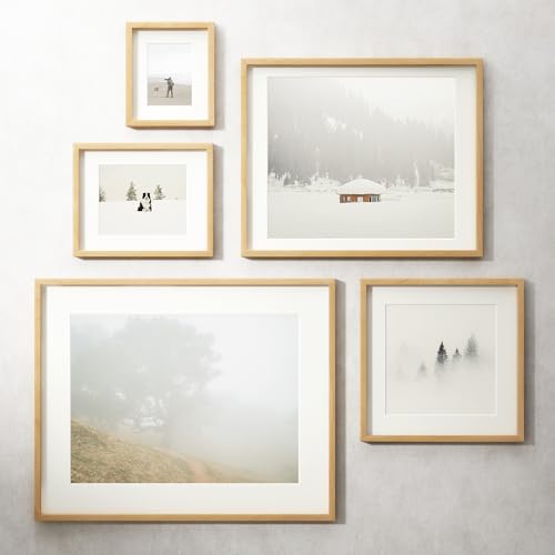Image of 16x24 Poster Frame, USA-Sourced Natural Beech Wood Picture Collage Frame with HD Tempered Glass, Modern Simple 16 x 24 Wooden Photo Frame Matted to 12x18, Vertical & Horizontal Wall Hanging Display