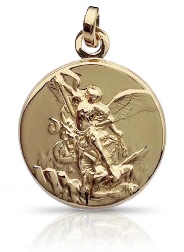 Médaille de Saint Michel en argent 925 plaqué or fabriqué en Italie