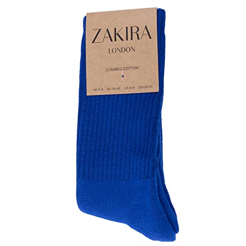 ZAKIRA Finest Combed Cotton Terry Lined Athletic Crew Socks for Men, Women - 4 Pack4