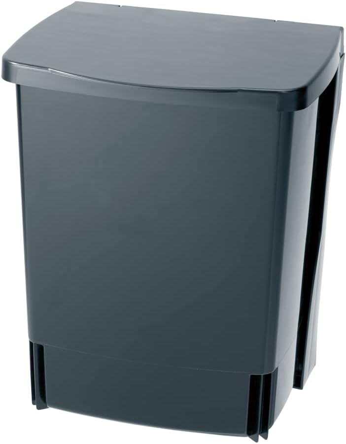 Brabantia Built-in 10L Inside Cupboard Bin (Black) Removable Inner Bucket, Easy to mount, Auto closing, Under Sink Rubbish/Food Waste/Carrier Bag Tidy Storage