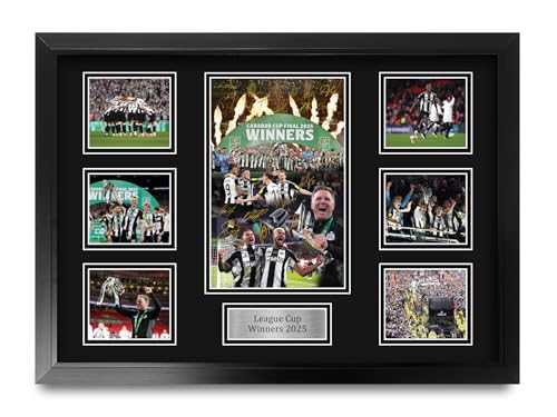 HWC Trading Magpies Caraboa Cup Winners 2025 Gifts Printed Signed Autograph Picture for Soccer Fans and Supporters - A2 Framed