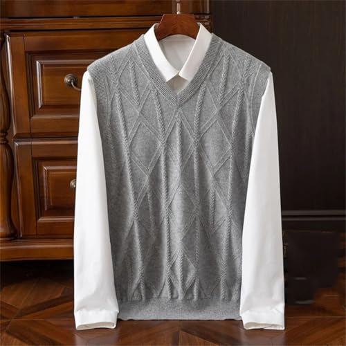 Mens Solid Cashmere Knitted Sweater Vest V-Neck Sleeveless Lightweight Casual Pullover Waistcoat2