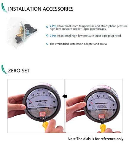 TE2000-30~30PA Micro Differential Pressure Gauge High Precision 1/8"NPT Air Pressure Meter Barometer