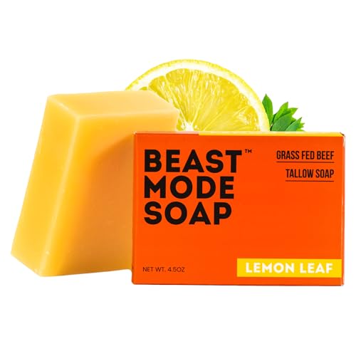 Beast Mode Soap for Men, Lemon Leaf, Single Bar – Natural Grass-F...