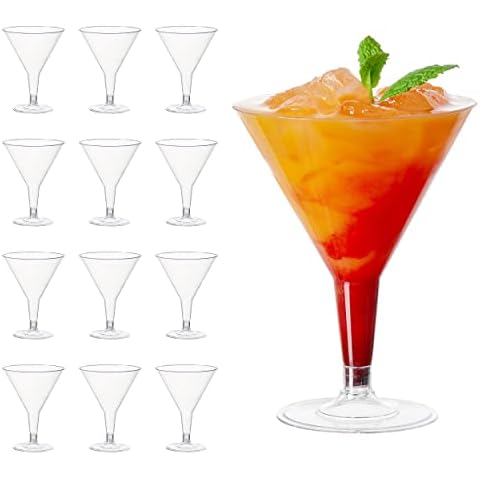 MATANA - 48 Premium Multi-use Plastic Martini Glasses, 210ml / 13cm for Cocktail Wedding Birthday Party Cover