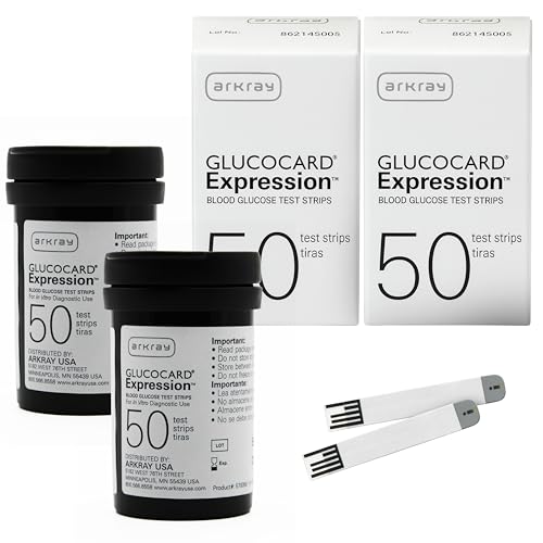 ARKRAY GLUCOCARD Expression Blood Glucose Test Strips - No Coding 0.8 Microliter & Fast 6-Second Results - Compatible with GLUCOCARD Expression Blood Glucose Meter - 100 Count (2 Packs of 50)