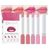 BINGBRUSH 4Pcs Color Changing Lipstick,Smoke Pipe PH Mood Long Lasting Labiales Lip Care Moisturizer Lip Balm Korean Magic Lip Gloss Tinted Stain Makeup Set for Women