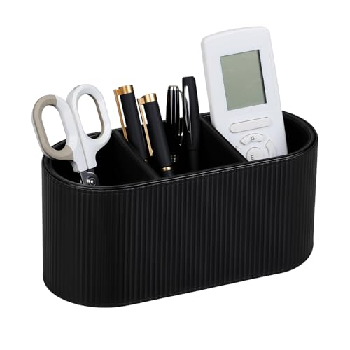 Cretkhp Aesthetic Remote Control Holder, PU Leather Pen Holder for