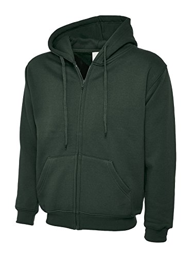 Image of Ladies Zip-Up Hoodie Size 10 to 28 Plus Loose Fit Plain Hooded Sweatshirt NEW (UK 14, Bottle Green)