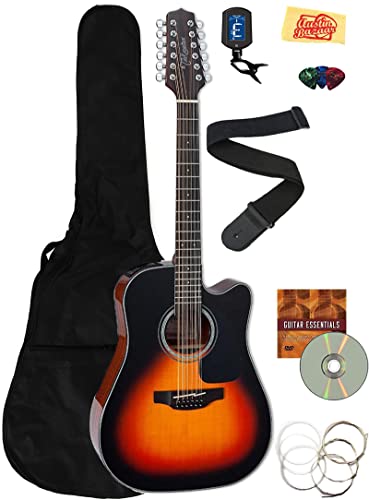 Takamine Gd30Ce 12-String Dreadnought Acoustic-Electric Guitar - Brown Sunburst Bundle With Gig Bag, Instrument Cable, Tuner, Strap, Strings, Picks, Instructional Book, And Polishing Cloth #TOP21