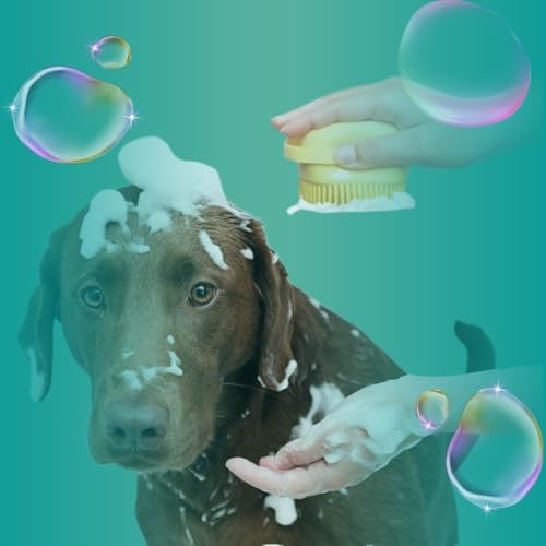 Escova de Banho Pet de Silicone Para Cães e Gatos - Massageadora e Com Dispensador de Shampoo – Disp