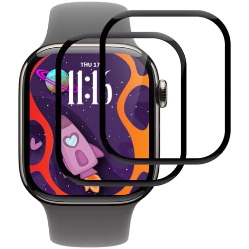 Beukei Pellicola Protettiva per Apple Watch Series 10 42mm, 2 pezzi panzerglas [copertura totale curva 3D] [Anti-Graffio] [Senza Bolle][Durezza 9H ] etro temperato