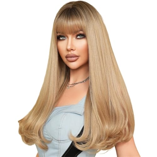 Perruque cheveux longs raides solution couvre-tête complet contre la perte de cheveux femme