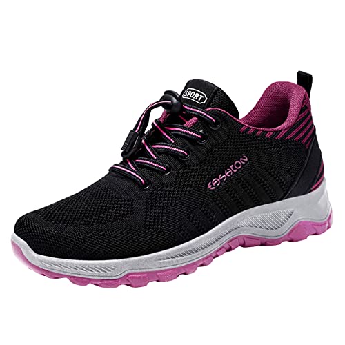 Zapatos Portivos Sin Cordones para Mujer Zapatos Deportivos de de Verano para Mujer, Plana, Antideslizante, elástico, con Cordones, de Malla, Transpirables, para Correr, Informales, (Black, 38)