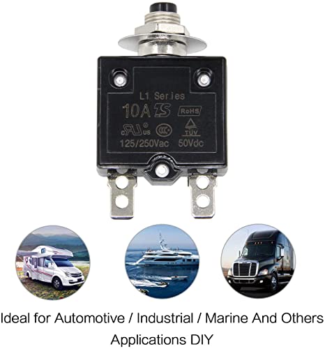 Hsthe Sea 4 Stück KYB8 Überlastschutz, 10A Leistungsschalter Manueller Reset Thermoschalter Leistungsschalter Überstrom Überlastschutz Kleines Luftpumpenzubehör