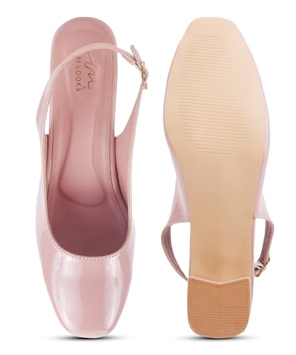 Image of JM LOOKS Women's Slingback Closed Toe Block Chunky Low Heel Pumps - 2. Inches Office Wedding Party Dress Shoes