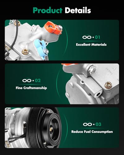 Image of SCITOO Air Conditioner Compressor 1998-2002 for Toyota Corolla 1.8L (10PA15C, PAG46, 6 Grooves, Aluminum Alloy, Clutch Included, 160 ml Oil Prefilled, Rapid Cooling, Energy Saving)