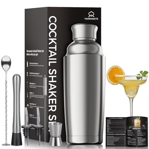 YARRAMATE 700 ml Coctelera Kit de Acero Inoxidable 8 Piezas - Cocktail con Boston Shaker, Jigger y Medidor - Set Coctelería Bartender