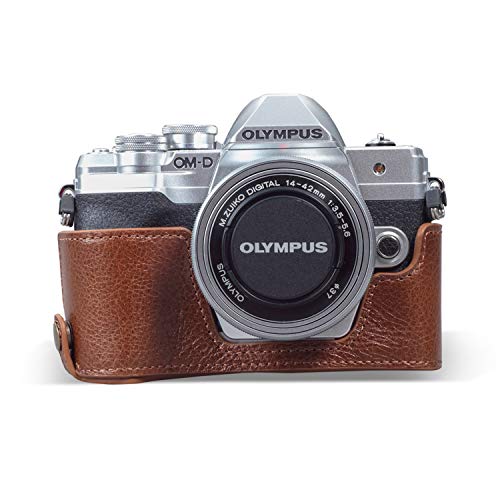 Demi-étui Olympus OM-D E-M10 Mark IV MegaGear housse cuir véritable