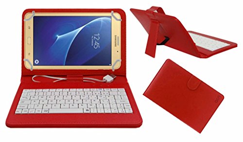 Acm USB Keyboard Case Compatible with Samsung Galaxy J Max Tab Tablet Cover Stand Study Gaming Direct Plug & Play - Red