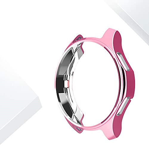 for Samsung Gear S3 Frontier & Classic/Galaxy Watch 46mm TPU Plated Case, Soft Scractch-Resistant Frame Cover Slim Shiny Plated TPU Case All-Around Protective Bumper Shell (Pink, 46mm)