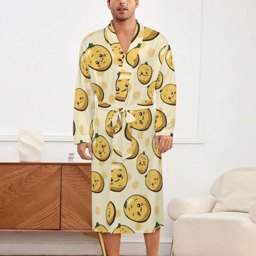 Cute Potato Soft Robe Long Sleeve Bathrobes V Neck Sleepwear Spa Robes with Belt Men Woman2