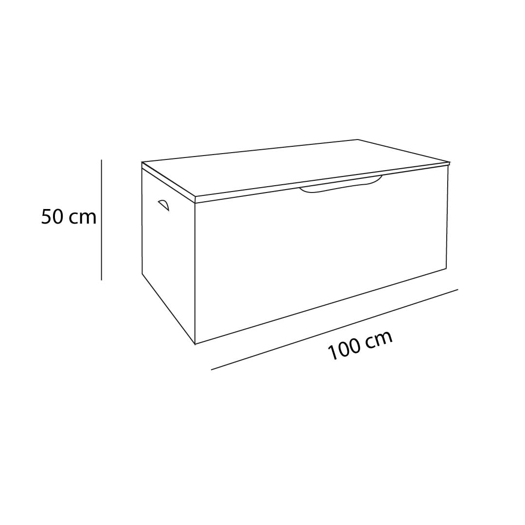 Cassapanca Baule in Legno Massello 100x40x50h cm con Coperchio - Contenitore Portaoggetti in Abete, Antipolvere, da Interno e da Esterno - Per Giardino con Maniglie