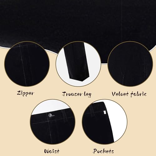 Men's Black Velvet Suit with Sparkling Rhinestones Peak Lapel Tuxedo Set Jacket Pant Bow Tie Set4