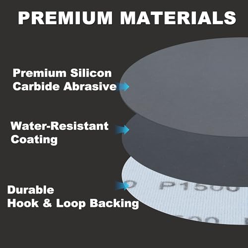 Image of 5 Inch Wet Dry No-Hole Sanding Discs, 120Pcs, 400-3000 Assorted Grit